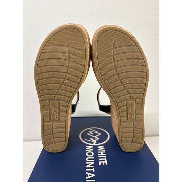 WHITE MOUNTAIN Women's Black Platform Simple Toe Wedge Heeled Sandals 8.5M - Picture 6 of 6